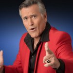Bruce Campbell double finger guns pointing
