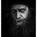 Homeless man staring into your soul
