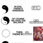 Can't touch this | ANYBODY ELSE; LIAM; ME AKA SAYORI'S BOYFRIEND; THIS CINNAMON BUN; MONIKA | image tagged in yin and yang | made w/ Imgflip meme maker