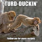 Onlyfans fave! | TURD-DUCKIN'; Follow me for more recipes. | image tagged in monkey butt | made w/ Imgflip meme maker