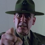 Pointing drill sergeant Hartman