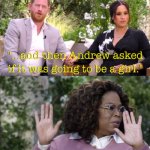 Harry And Meghan Shock Oprah | image tagged in hands up,prince,andrew,wow,interview,paedo | made w/ Imgflip meme maker