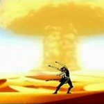 Soakka Dancing infront of mushroom cloud meme