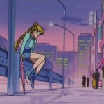 Sailor Moon Usagi sitting on a bench