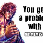 you hate my memes | MY MEMES | image tagged in you got a problem with | made w/ Imgflip meme maker