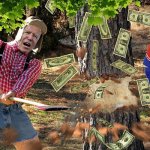 Joe Biden fells the money tree meme
