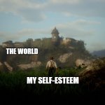 arthur cinco torres | THE WORLD; MY SELF-ESTEEM | image tagged in arthur cinco torres,gifs,pie charts,memes,ha ha tags go brr | made w/ Imgflip meme maker