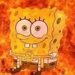 spongebob in flames meme