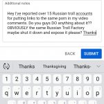 Reporting Russian Trolls to YouTube
