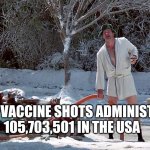 march 12, 2021 | COVID VACCINE SHOTS ADMINISTERED
105,703,501 IN THE USA | image tagged in cousin eddie | made w/ Imgflip meme maker