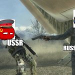 Russian empire's betrayal of USSR | RUSSIAN EMPIRE; USSR | image tagged in shepard and ghost,countryballs,soviet union,call of duty,memes,funny memes | made w/ Imgflip meme maker