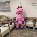 Pink Unicorn In a Hospital Waiting Room