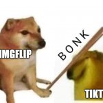 BoNk | IMGFLIP; TIKTOK | image tagged in doge bonk,bonk,oof,memes | made w/ Imgflip meme maker