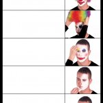 clown applying makeup reversed - 5 faces