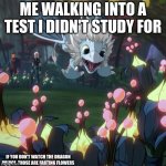 If you don't watch The dragon prince, those are farting flowers | ME WALKING INTO A TEST I DIDN'T STUDY FOR; IF YOU DON'T WATCH THE DRAGON PRINCE, THOSE ARE FARTING FLOWERS | image tagged in dragon prince,test | made w/ Imgflip meme maker