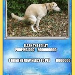 Pokemon card | DOG POOPING; FLASH THE TOILET POOPING DOG     2000000000; I THINK HE NOW NEEDS TO PEE         10000000 | image tagged in pokemon card | made w/ Imgflip meme maker