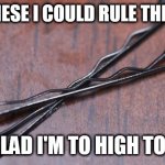 With | WITH THESE I COULD RULE THE WORLD; BE GLAD I'M TO HIGH TO TRY | image tagged in with | made w/ Imgflip meme maker