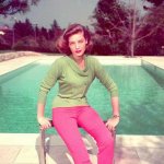 Lauren Bacall poolside