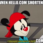 hell.com | WHEN HELLO.COM SHORTENS; .COM | image tagged in i thought you were in hell,hell | made w/ Imgflip meme maker