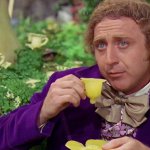 Willy Wonka drinking tea