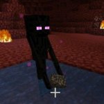 enderman holding bedrock in water in the nether