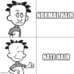 NATE HAIR IS NATE HAIR | NORMAL HAIR; NATE HAIR | image tagged in big nate | made w/ Imgflip meme maker
