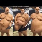 obese fat guy shirtless hiding gun under belly black headers