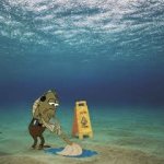 Fred mopping the ocean (spongebob)