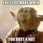 i mean am i wrong or am i right ;) | FACE YOU MAKE WHEN; YOU BUST A NUT | image tagged in yoda i sense,i sense also | made w/ Imgflip meme maker
