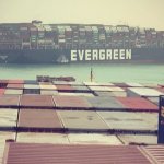 Evergreen boat in Suez Canal