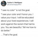 I see no color is not the goal