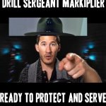 Drill Sergeant Markiplier ready to protect and serve | image tagged in markiplier pointing,dank memes,drill sergeant,memes,markiplier | made w/ Imgflip meme maker