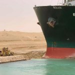 Suez Canal Ship and Tractor