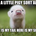 Ima wittle piggy | IM A LITTLE PIGY SORT AND; SNOUT; HERE IS MY TAIL HERE IS MY SNOUT | image tagged in cute pigy oink,cute,cute animals | made w/ Imgflip meme maker