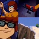 Velma off a cliff meme