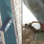 suez canal ships stuck collage