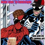 Spider-man and venom thumbs up | HEY GUS WELCOME THE THE SPIDEY CHANNEL MAKE SURE TO SUBSCRIBE; AND GIVE US A THUMBS UP! | image tagged in spider-man and venom thumbs up | made w/ Imgflip meme maker