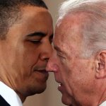 Joe Biden and Barack Obama whispering