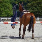 girl falling form horse