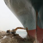 Suez freighter bulldozer