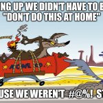 Don't Do This At Home | GROWING UP WE DIDN'T HAVE TO BE TOLD
"DON'T DO THIS AT HOME"; BECAUSE WE WEREN'T  #@%!  STUPID | image tagged in dont do this at home,road runner | made w/ Imgflip meme maker