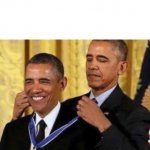 Barack Awarding Himself meme