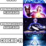 Expanding Brain 18 Panels | COVID; COVID-19; COVIDU FLU; CHINA VIRUS; CHINAGUE PLAGUE; WU FLU; WUHAN FLUHAN; WUHANAGUE PLAGUE; WUHANAGUE AGUE; WUHANAGUEAGUE PLAGUEAGUE; WUHANAGUEAGUE AGUEPLAGUE; COUGHID-19; FEELING-RATHER-UNWELL-CAN-I-STAY-HOME-TODAY; KUNG FLU; PARANOPHOBIA; PARANOIA; CHEESE TOUCH; COOTIES | image tagged in expanding brain 18 panels | made w/ Imgflip meme maker