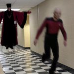 Picard running from Q meme