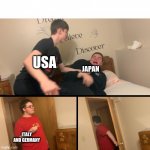 Kid gets slapped | USA; JAPAN; ITALY AND GERMANY | image tagged in kid gets slapped | made w/ Imgflip meme maker