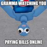 Pepsi babe | GRAMMA WATCHING YOU; PAYING BILLS ONLINE | image tagged in pepsi babe,babe,hot,blue girl,troll,troller | made w/ Imgflip meme maker