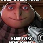 Do it | OH SO YOU'RE A MEMER? NAME EVERY MEME FORMAT. | image tagged in oh ao you re an x name every y | made w/ Imgflip meme maker