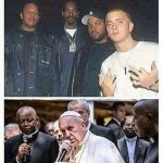 Time flies Eminem Pope Francis meme