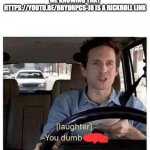 You dumb bitch | ME KNOWING THAT HTTPS://YOUTU.BE/BBYORPCS-J8 IS A RICKROLL LINK | image tagged in you dumb bitch | made w/ Imgflip meme maker