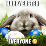 Happy Easter | HAPPY EASTER; EVERYONE 😀 | image tagged in easter bunny,easter,easter eggs | made w/ Imgflip meme maker